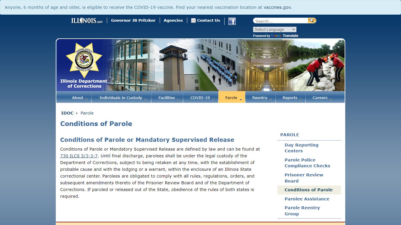 Conditions of Parole - Parole - Illinois